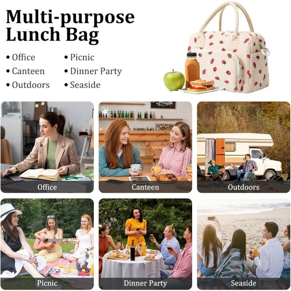 Stylish Large Insulated Lunch Bag - Leakproof Cooler Tote for Work & Picnic - Picture 6 of 7
